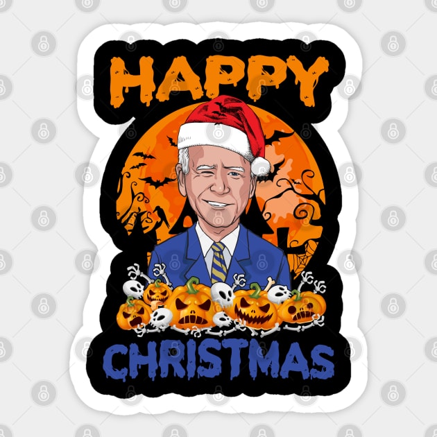 Funny Joe Biden Halloween Happy Christmas Santa Hat Sticker by wonderws